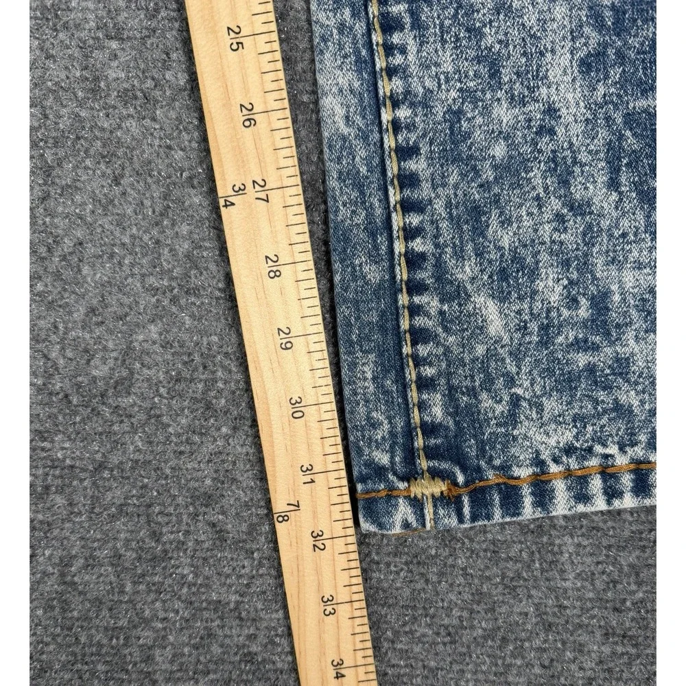 True Religion Ricky Straight Jeans Mens 34 Acid Wash Distressed Flap Pocket USA